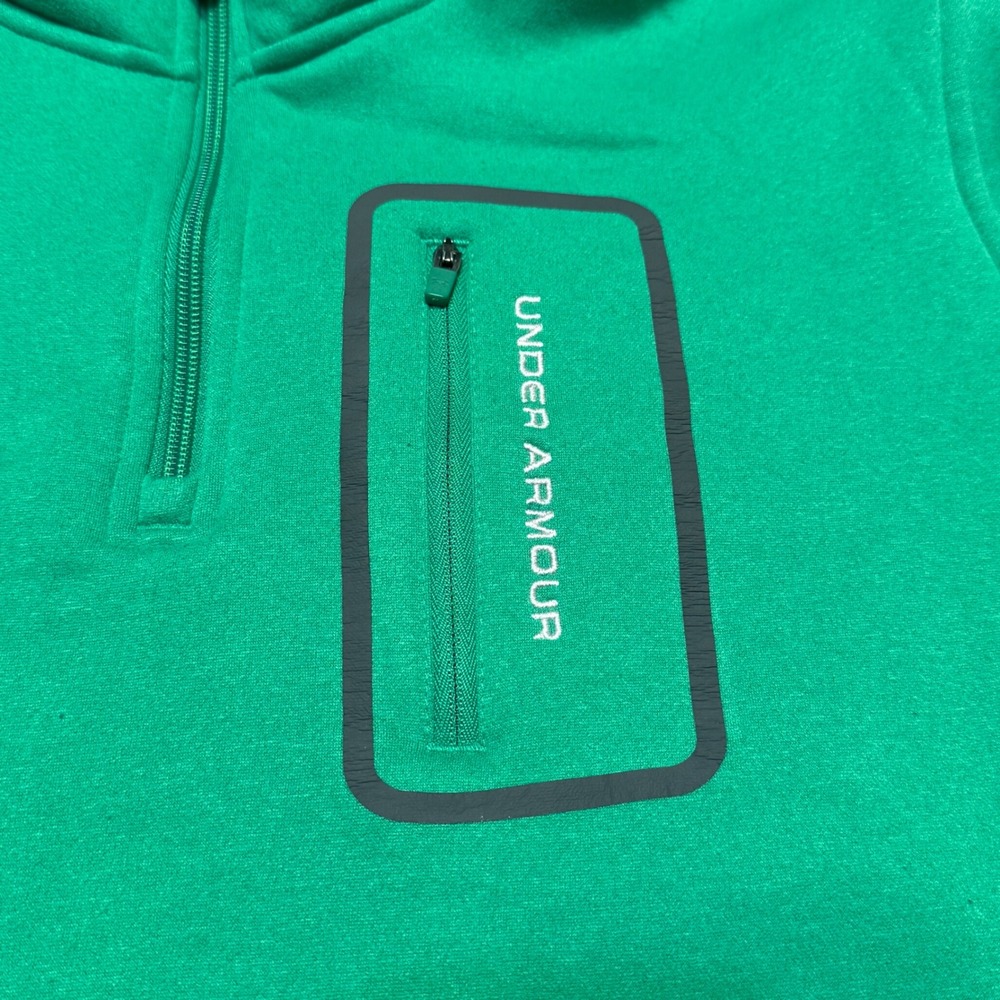 Under Armour Mens Large Green Sherpa Lined 1/4 Zip Fleece Pullover Jacket Large - Picture 3 of 6